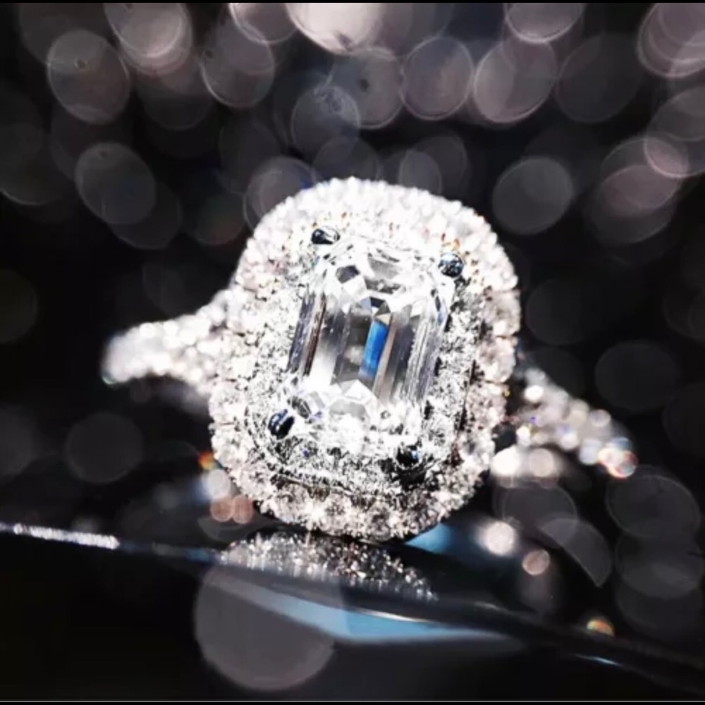 925 Stamped Sterling Silver Diamond Engagement Ring - Picture 5 of 9